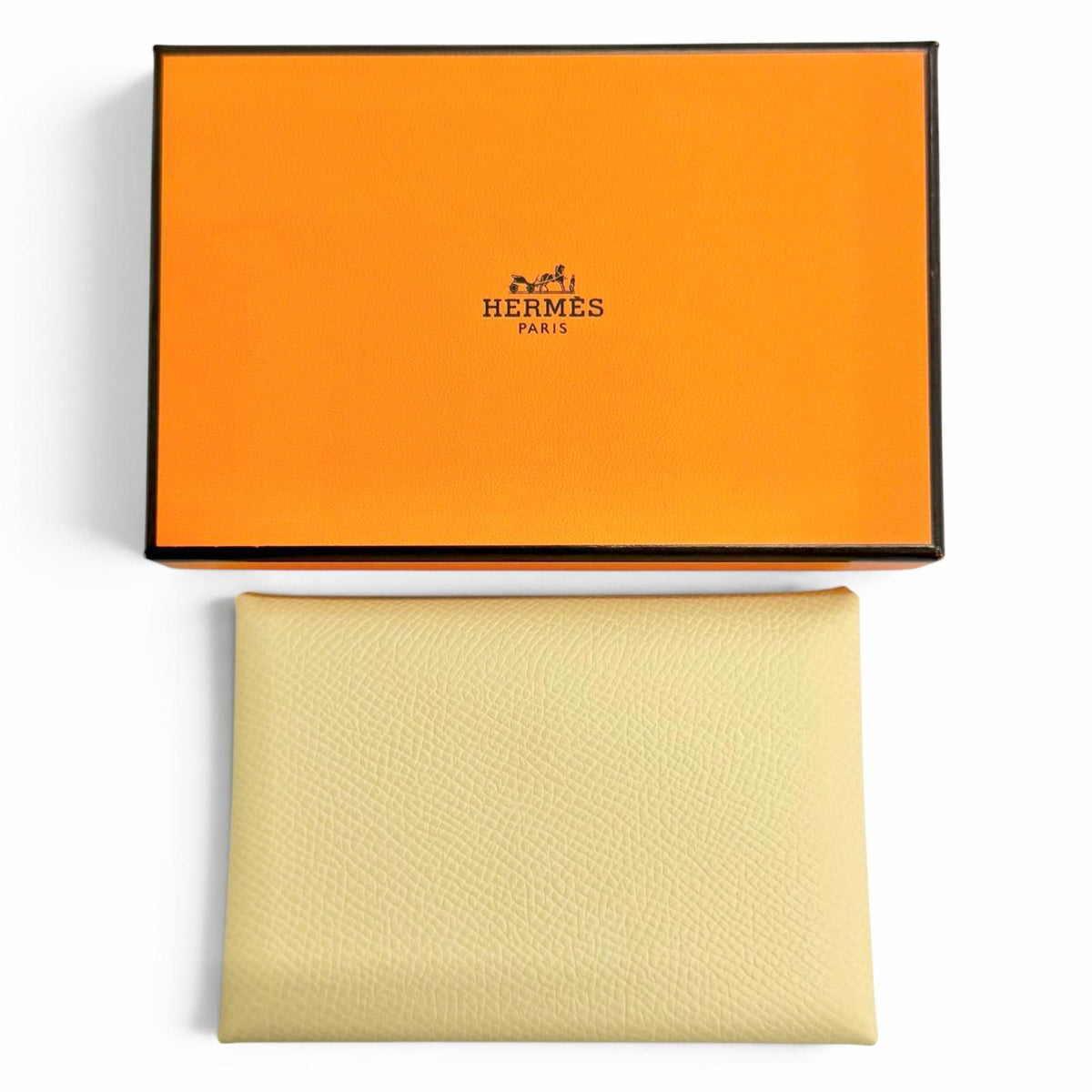 Hermes Calvi Duo Veau Epsom Vanille Card Case Compact Wallet Coin Purse — view 2