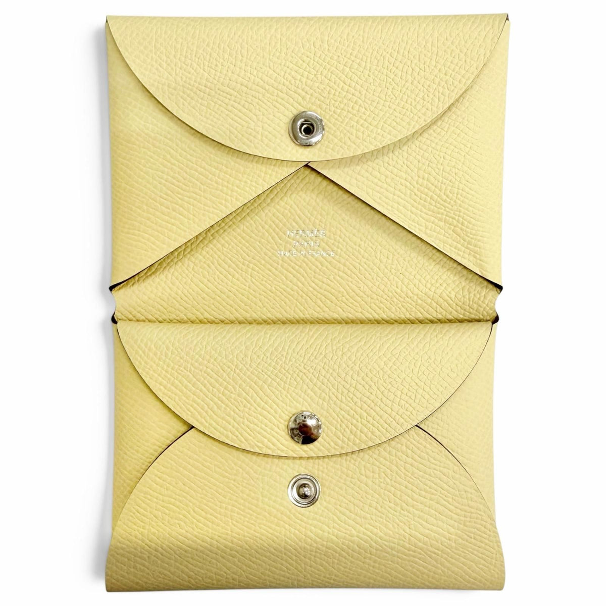 Hermes Calvi Duo Veau Epsom Vanille Card Case Compact Wallet Coin Purse — view 5