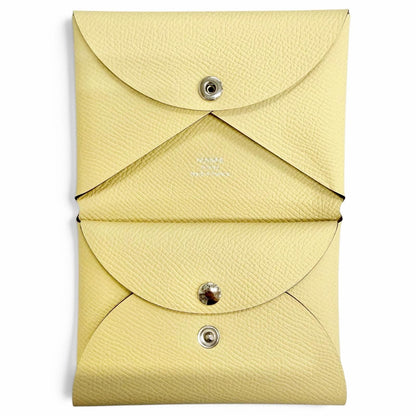 Hermes Calvi Duo Veau Epsom Vanille Card Case Compact Wallet Coin Purse — view 5