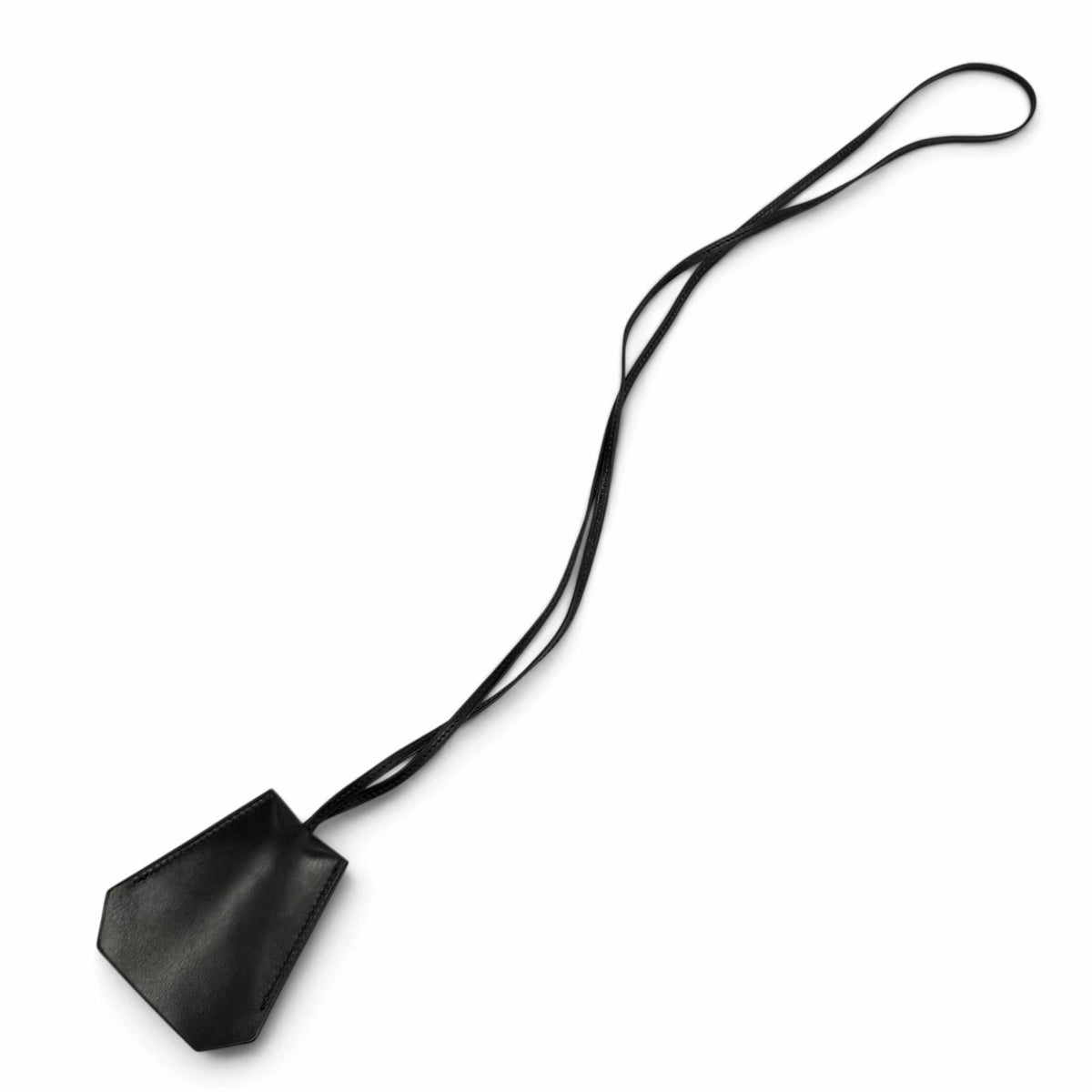 Hermes Vintage Leather Silver Martin Margiela Era Clochette Charm Necklace Black — view 5