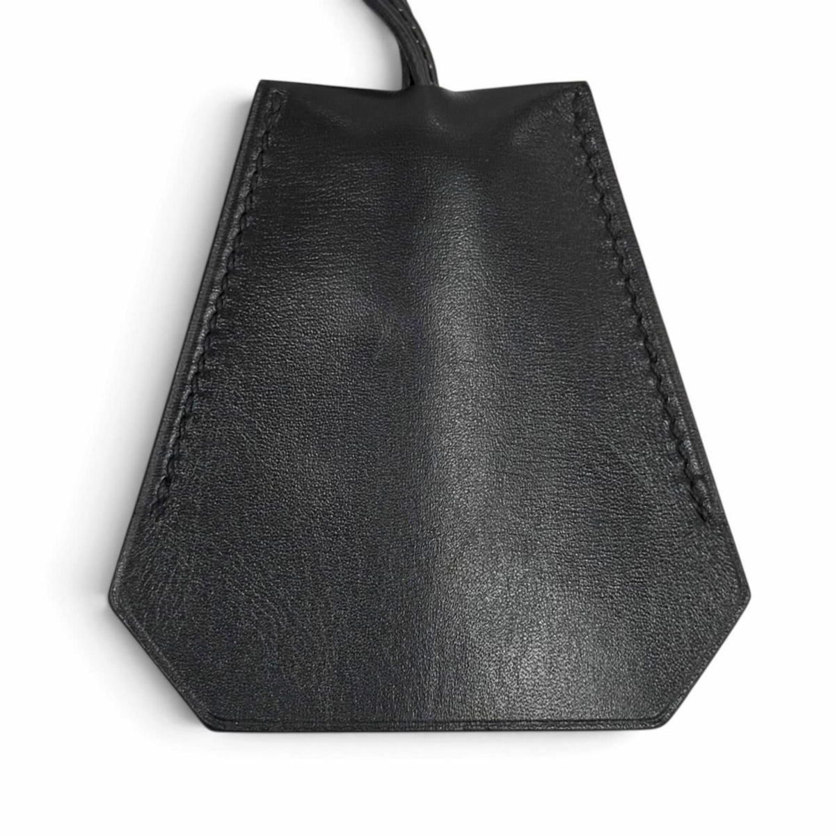 Hermes Vintage Leather Silver Martin Margiela Era Clochette Charm Necklace Black — view 3