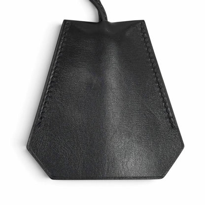 Hermes Vintage Leather Silver Martin Margiela Era Clochette Charm Necklace Black — view 3