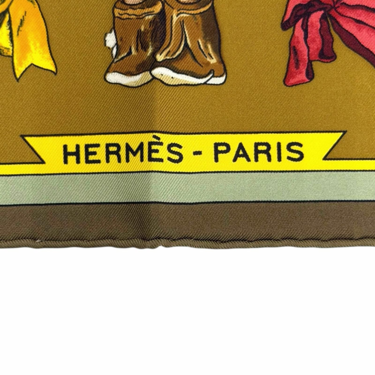 Hermes Kachinas Ethnicity Carre 90 Silk 100% Scarf Brown Khaki — view 7