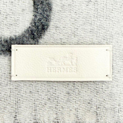 Hermes Mall Cashmere 100% Ivoire Flannel Gray Scarf Shawl — view 6