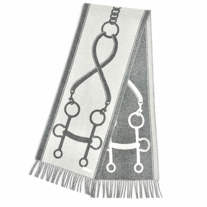 Hermes Mall Cashmere 100% Ivoire Flannel Gray Scarf Shawl — view 4