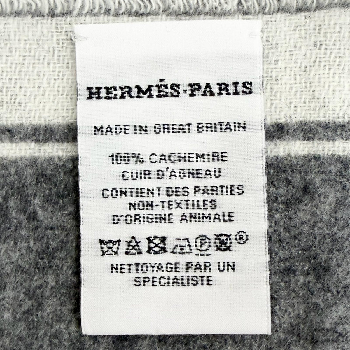 Hermes Mall Cashmere 100% Ivoire Flannel Gray Scarf Shawl — view 8