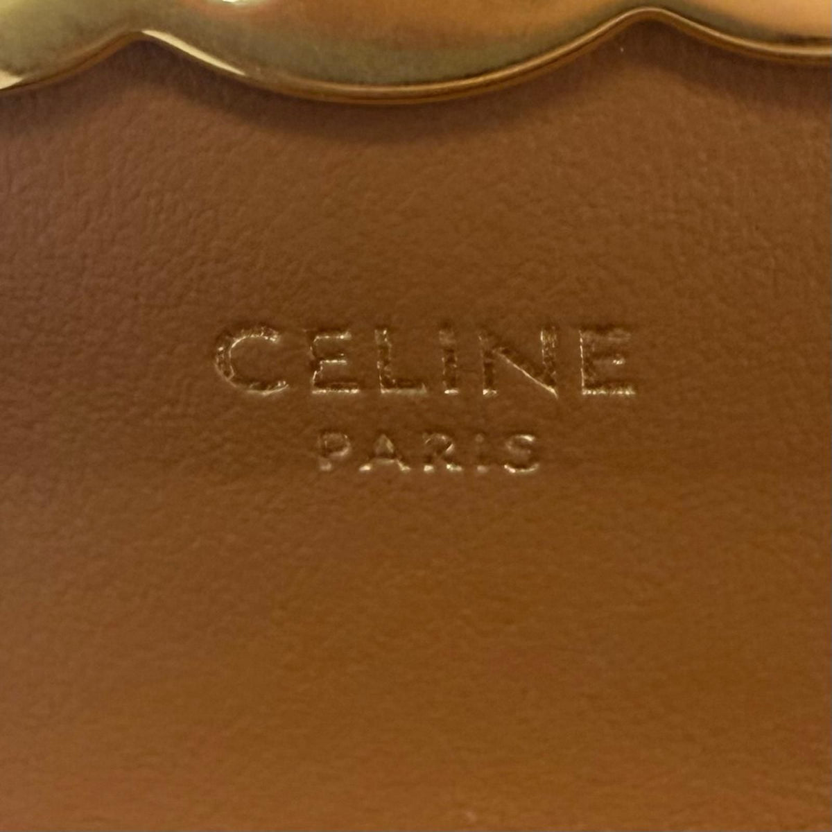 Celine Leather Triomphe Card Case Business Tan Gold — view 8