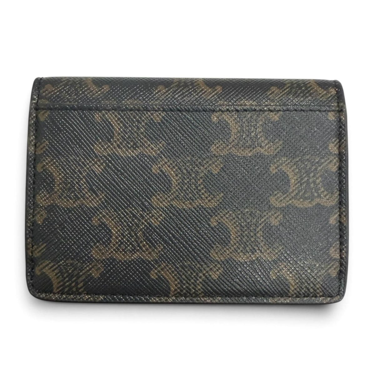Celine Leather Triomphe Card Case Business Tan Gold — view 3