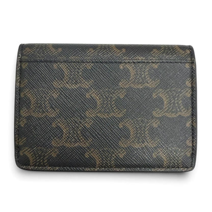 Celine Leather Triomphe Card Case Business Tan Gold — view 3