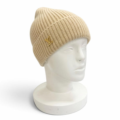 Louis Vuitton Beanie LV Spark Cashmere 100% Knit Cap Beige Hat