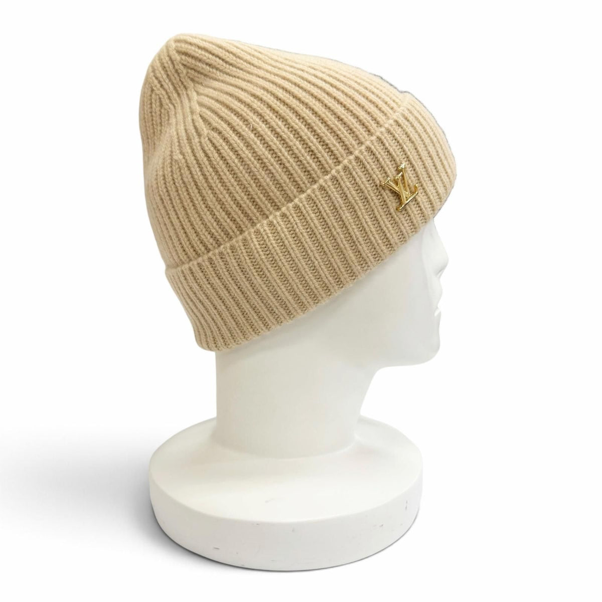 Louis Vuitton Beanie LV Spark Cashmere 100% Knit Cap Beige Hat — view 3