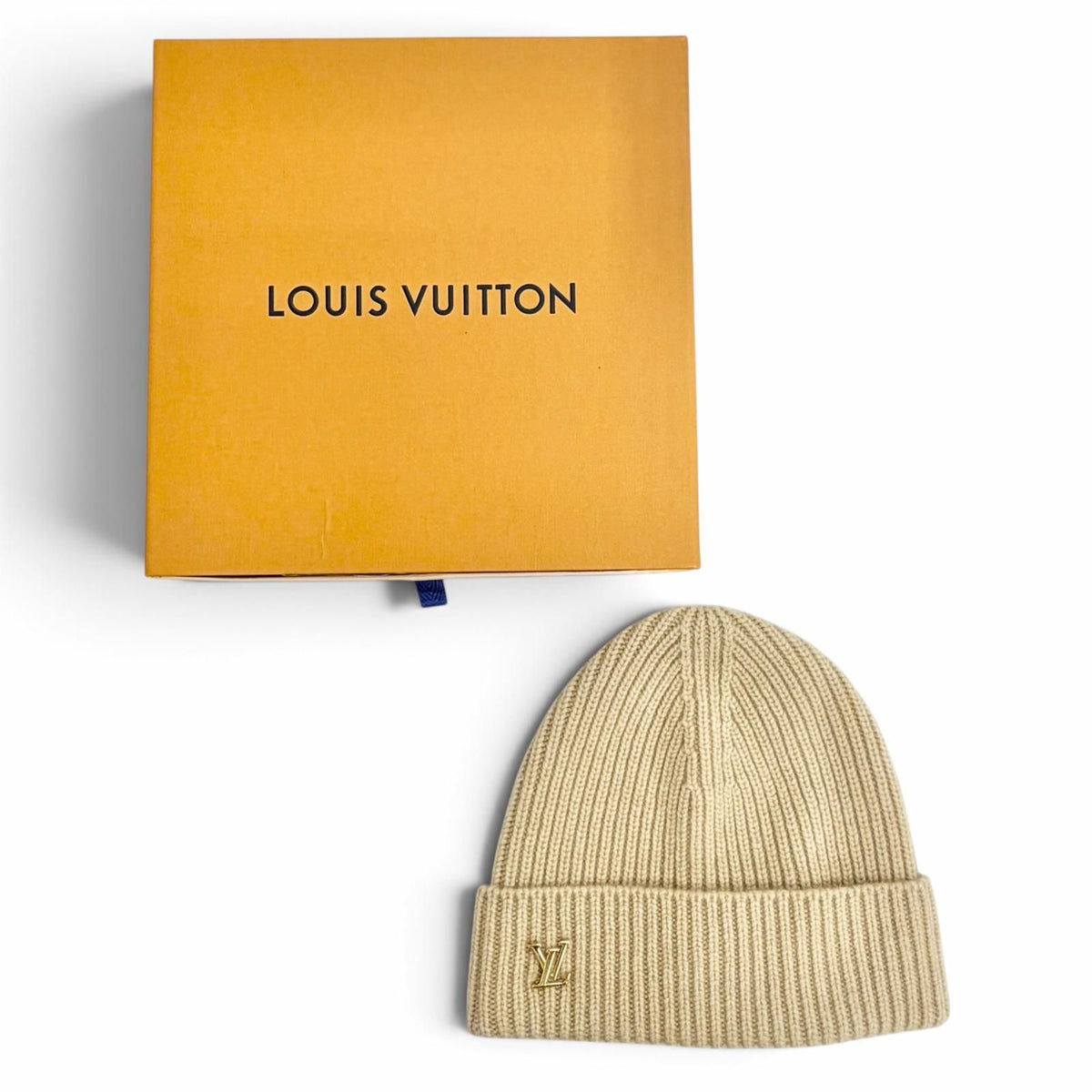 Louis Vuitton Beanie LV Spark Cashmere 100% Knit Cap Beige Hat — view 2