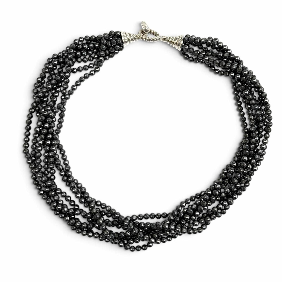 Tiffany & Co 925 Hema Fitted Necklace Gunmetallic Silver