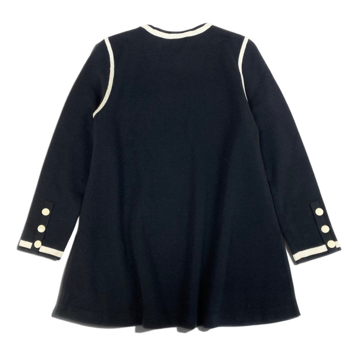 Saint Laurent Crew Neck Knit Sweater Logo Embroidery Tunic Length Slit Black M — view 3