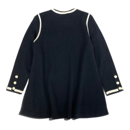 Saint Laurent Crew Neck Knit Sweater Logo Embroidery Tunic Length Slit Black M — view 3