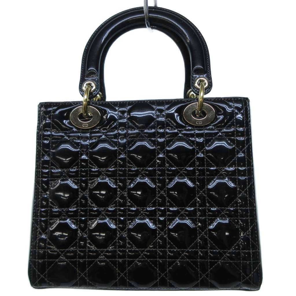 Dior Handbag Lady Cannage Charm Patent Black — view 2