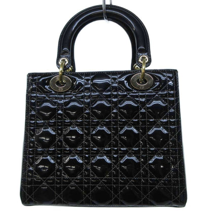 Dior Handbag Lady Cannage Charm Patent Black — view 2