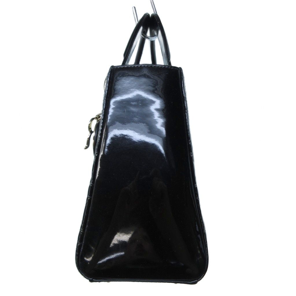 Dior Handbag Lady Cannage Charm Patent Black — view 3