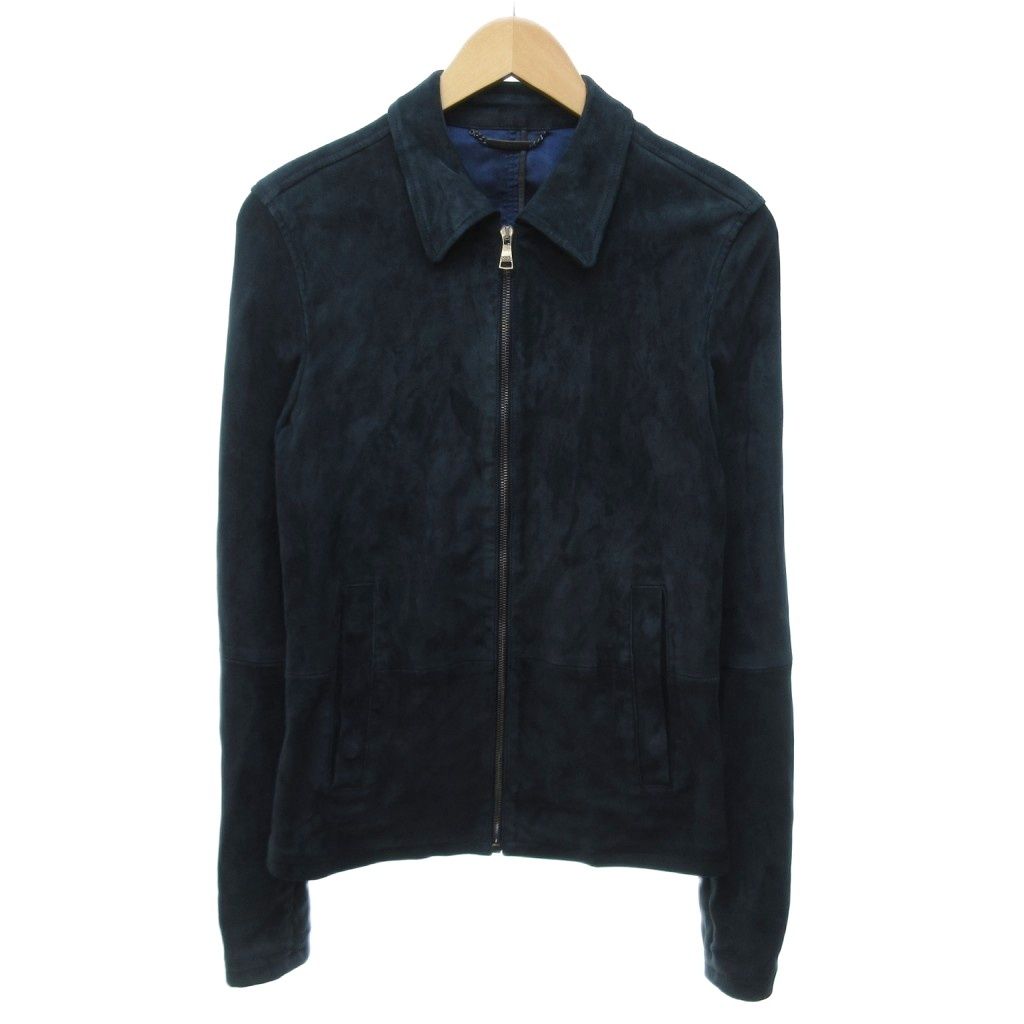 Dolce & Gabbana Suede Jacket Zip Up Regular Color Navy 46