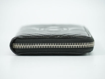 Chanel V-stitch Chevron CC Logo Round Zip Wallet Patent Leather Black — view 4