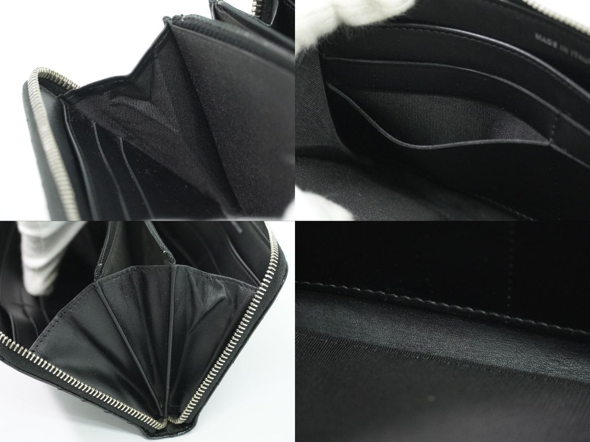 Chanel V-stitch Chevron CC Logo Round Zip Wallet Patent Leather Black — view 8