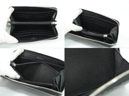 Chanel V-stitch Chevron CC Logo Round Zip Wallet Patent Leather Black — view 7