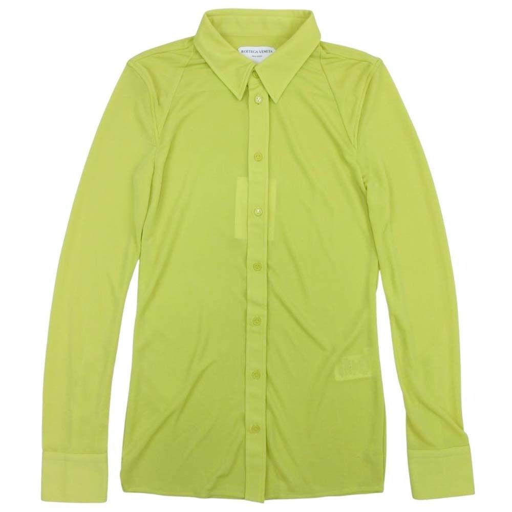 Bottega Veneta Stretch Crepe Jersey Shirt Long Sleeve Blouse Top Pistachio 36