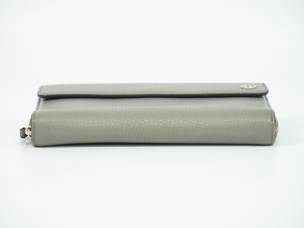 Gucci Interlocking G Snap Zip Around Wallet Leather Gray — view 3