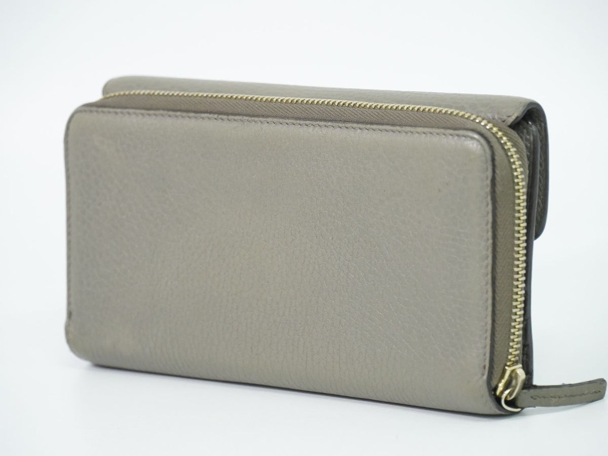 Gucci Interlocking G Snap Zip Around Wallet Leather Gray — view 2
