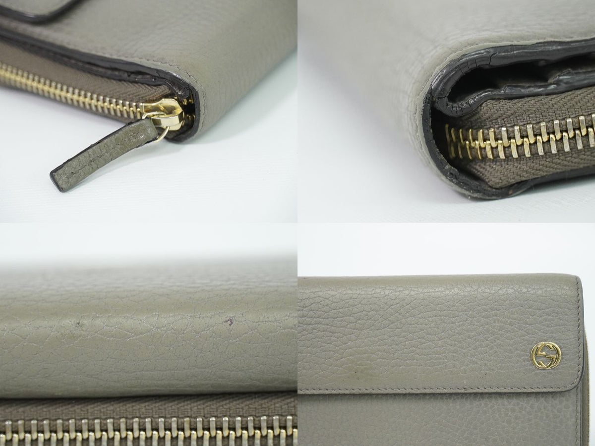 Gucci Interlocking G Snap Zip Around Wallet Leather Gray — view 6