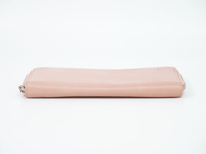 Chanel Camelia CC Logo Zip Around Wallet Leather Pink — view 3