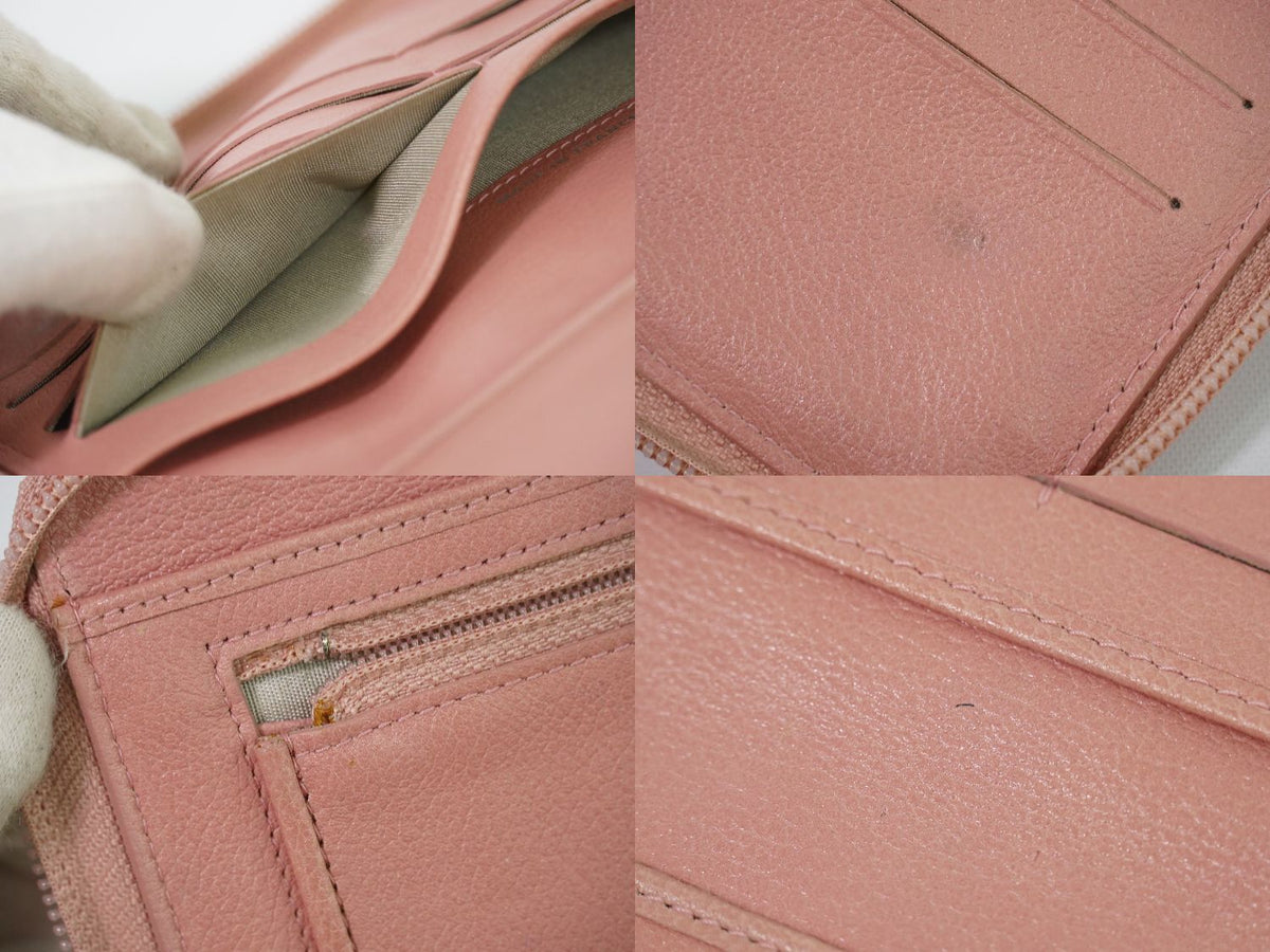Chanel Camelia CC Logo Zip Around Wallet Leather Pink — view 8