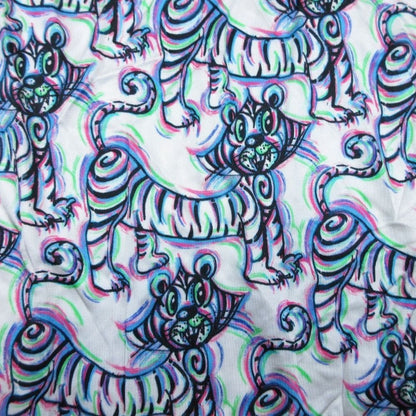 Dior Kenny Scharf Tiger Print Rayon Stretch Top Long Sleeve Multicolor XS — view 5