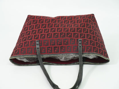 Fendi Zucchino Tote Bag Canvas Red Black — view 5