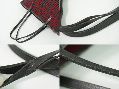 Fendi Zucchino Tote Bag Canvas Red Black — view 6