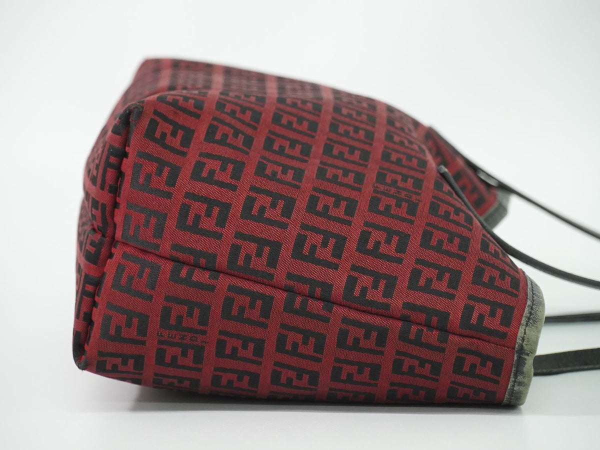 Fendi Zucchino Tote Bag Canvas Red Black — view 4