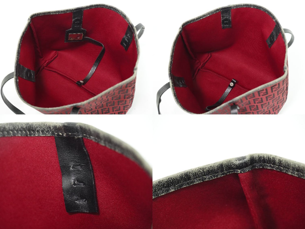 Fendi Zucchino Tote Bag Canvas Red Black — view 8