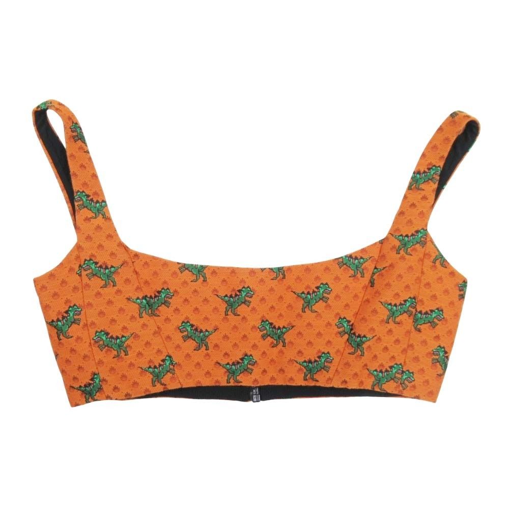 Dior Sample Dinosaur Bustier Sleeveless Top All Over Print Orange 36 — view 2
