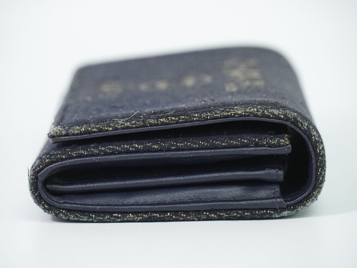 Chanel Deauville CC Logo Zip Around Wallet Denim Navy — view 4
