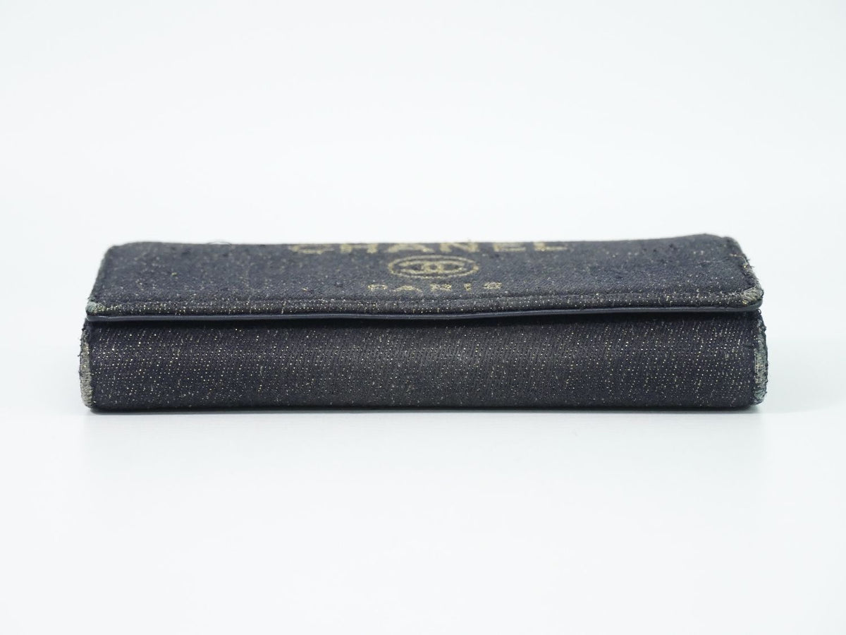 Chanel Deauville CC Logo Zip Around Wallet Denim Navy — view 3