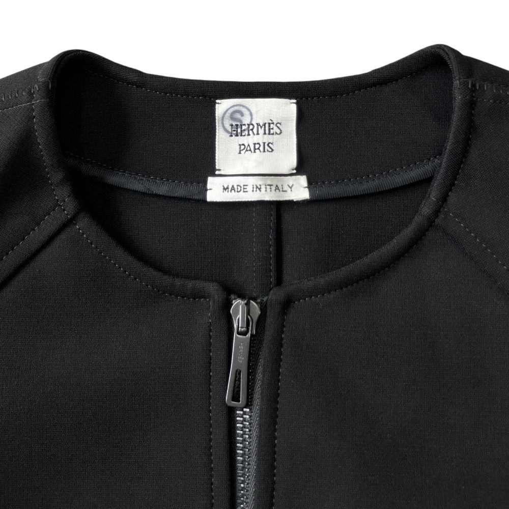Hermes Collarless Jacket Zip Up Stretch Black 34 — view 6