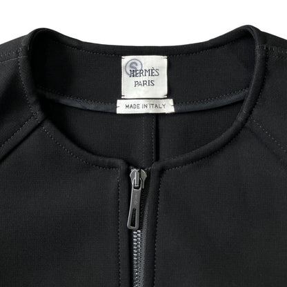 Hermes Collarless Jacket Zip Up Stretch Black 34 — view 6
