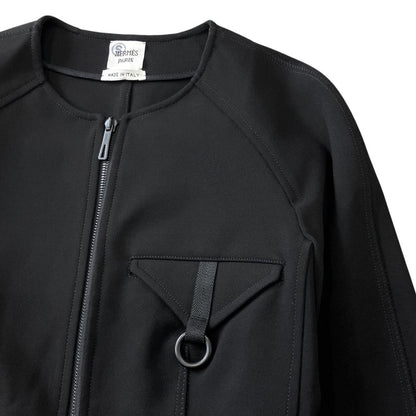 Hermes Collarless Jacket Zip Up Stretch Black 34 — view 3