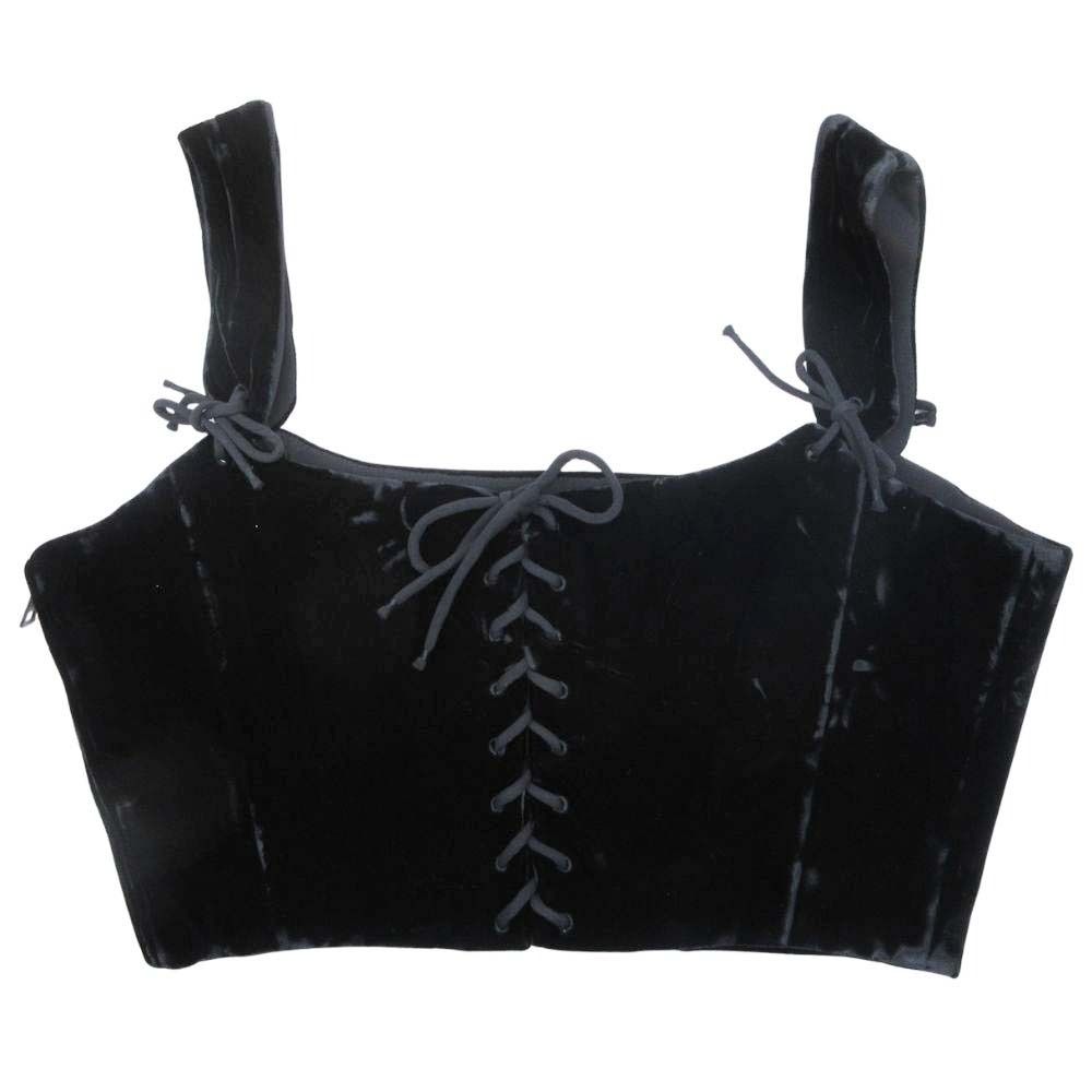 Dior Velvet Velour Bustier Sleeveless Top Lace-up Black 40 — view 2