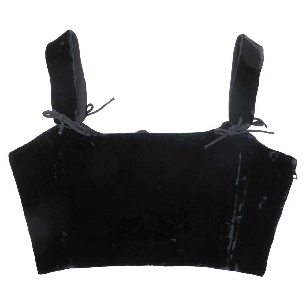 Dior Velvet Velour Bustier Sleeveless Top Lace-up Black 40