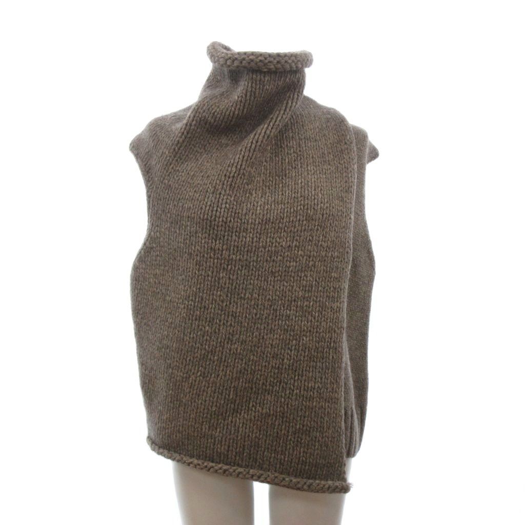 Celine Phoebe Philo Era Knit Vest Deformed High Neck Wool Beige