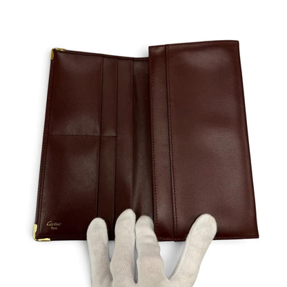 Cartier Must de Cartier C Motif Leather Wallet Bordeaux Gold — view 5