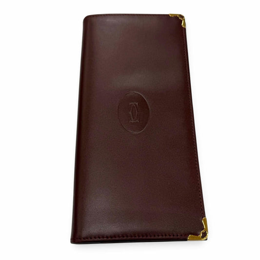 Cartier Must de Cartier C Motif Leather Wallet Bordeaux Gold