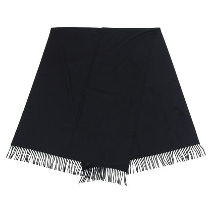 Hermes Cashmere 100% Logo Embroidery Large Shawl Scarf with Fringes Black — view 4