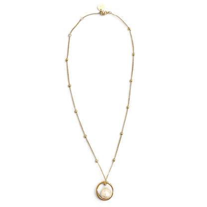 Miu Miu Logo Faux Pearl Chain Necklace Gold — view 4